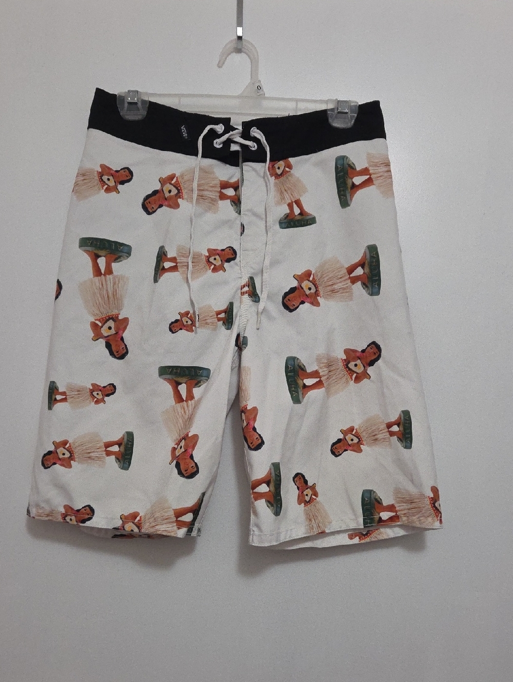 Van's Off The Wall White Hawaiian Print Board Shorts 29